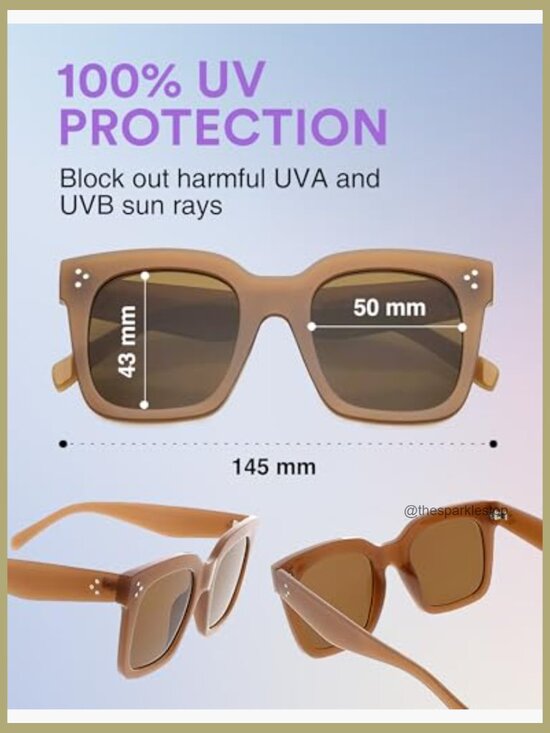 Oversized Fashion Retro Square Sunglasses with UV400 Protection 50mm main image 5
